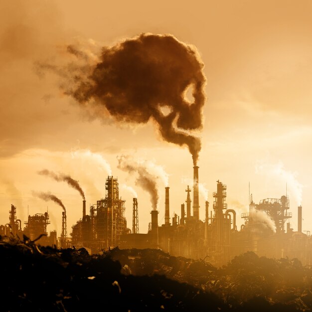 Cambiamento climatico con inquinamento industriale