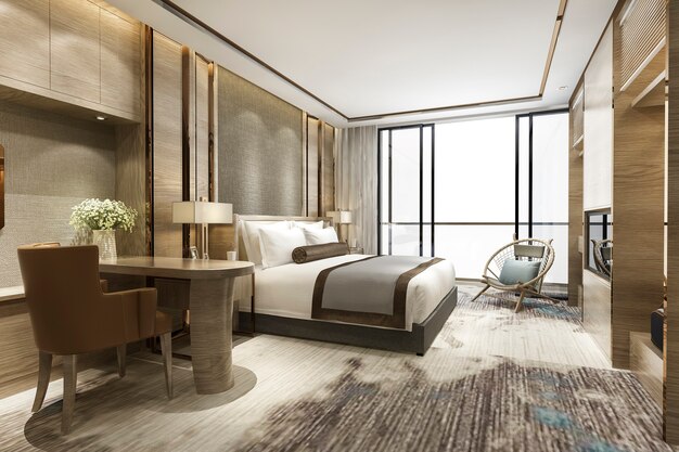 camera da letto moderna classica di lusso in hotel