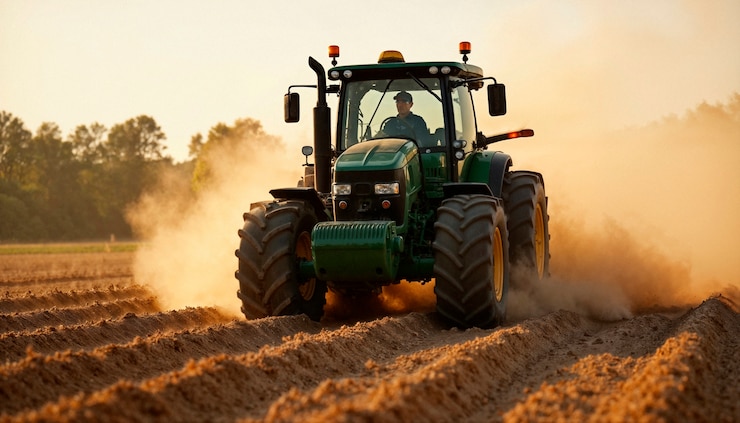 Foto gratuito camion al lavoro su un campo durante una giornata di sole
