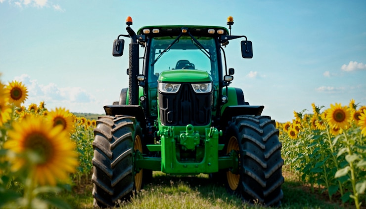 Foto gratuito camion al lavoro su un campo durante una giornata di sole