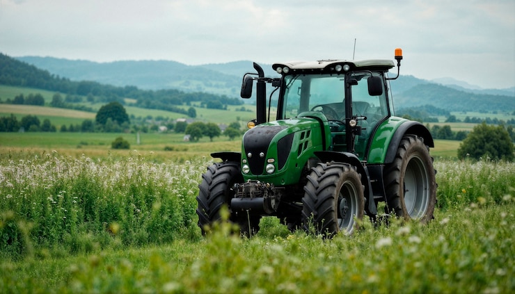 Foto gratuito camion al lavoro su un campo durante una giornata di sole