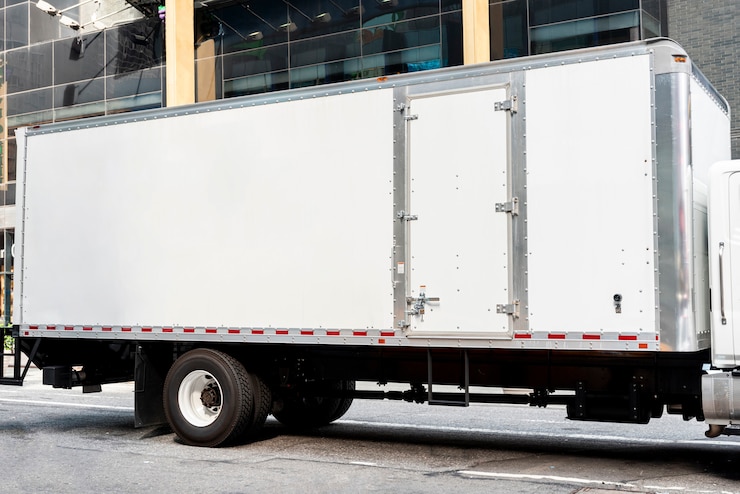 Foto gratuito camion con spazio di simulazione per gli annunci
