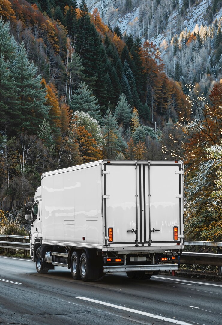 Foto gratuito camioncino a vuoto sulla strada