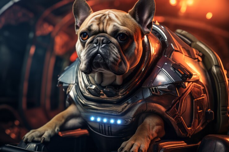 Foto gratuito cane adorabile in stile futuristico