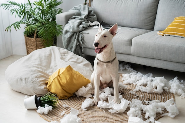 Cane carino a tutto campo che fa un pasticcio