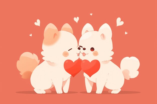 Cani in stile anime che festeggiano il giorno di San Valentino