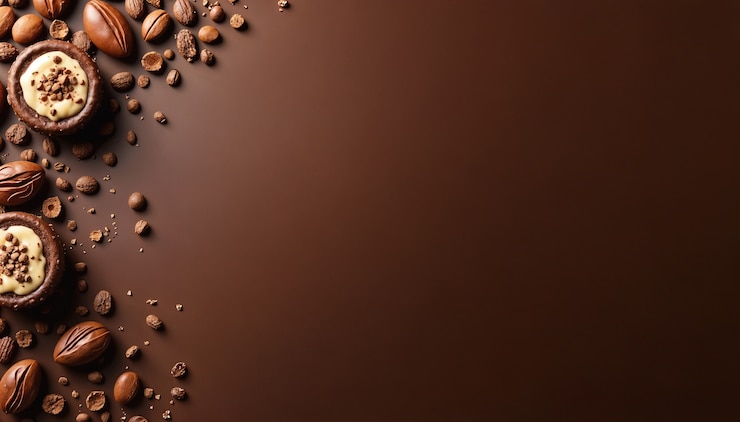 Foto gratuito caramelle al cioccolato su sfondo marrone