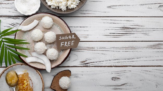 Caramelle al cocco piatte senza zucchero