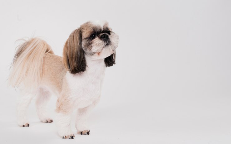 Foto gratuito carino piccolo cane in piedi