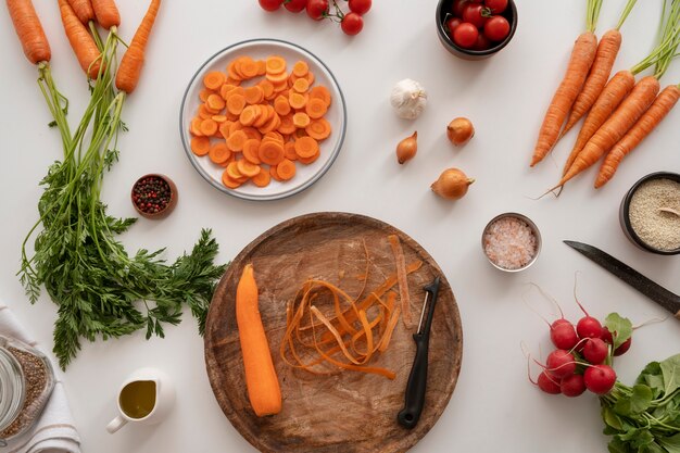 Carota cruda in cucina