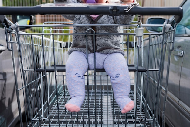 Carrello della spesa con un bambino