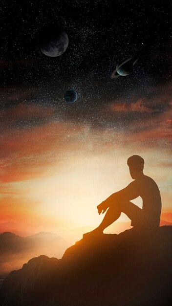 Carta da parati astrale uomo vista laterale