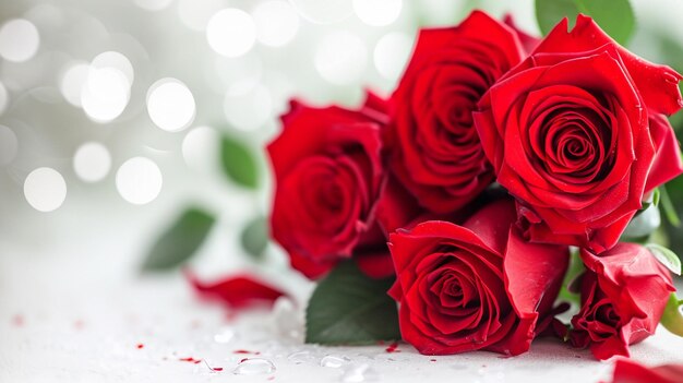 Carta di San Valentino con rose rosse su sfondo bianco