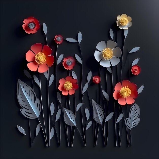 Carta fiori recisi su sfondo nero