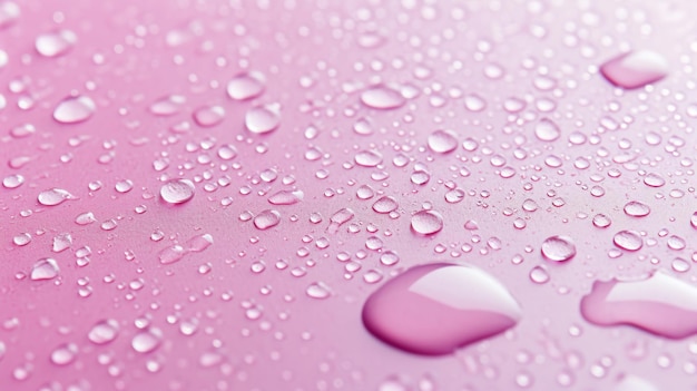 Cartolina con gocce d'acqua su sfondo rosa