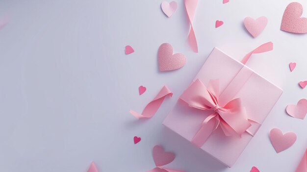 Cartolina di San Valentino con rose a forma di cuore regalo e candele su sfondo bianco