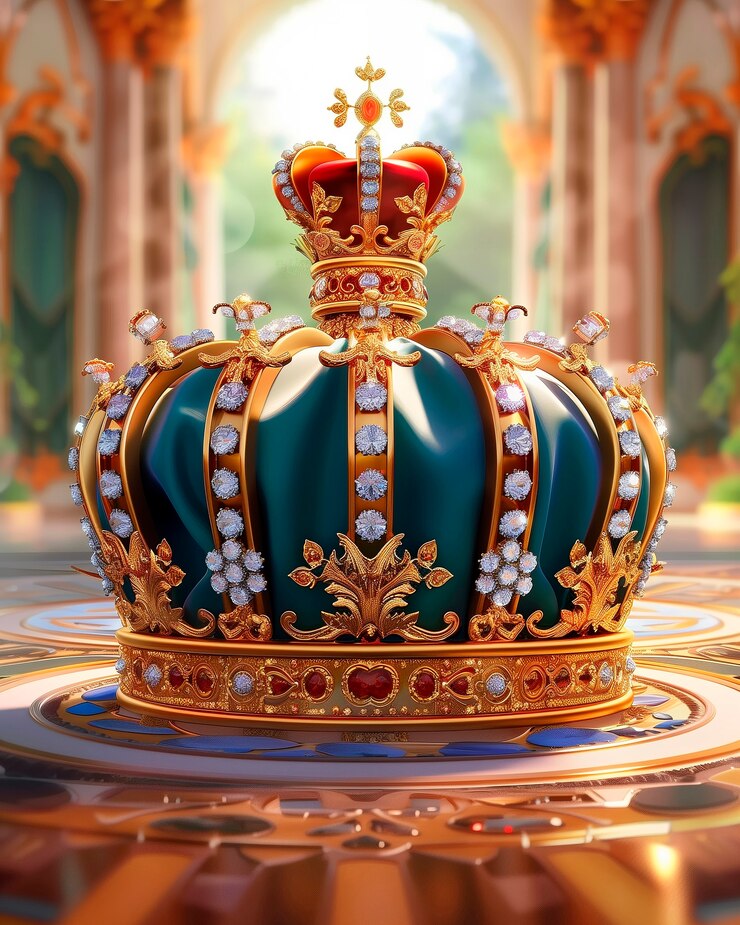 Foto gratuito cartone animato 3d corona reale realistica