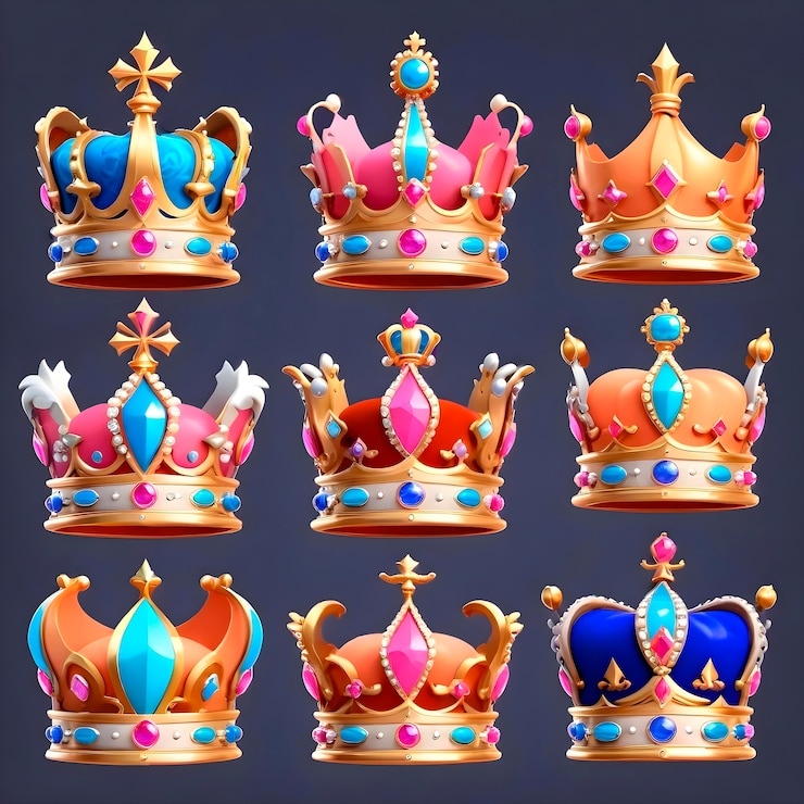 Foto gratuito cartone animato 3d corona reale realistica