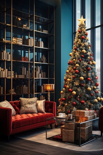 Casa con decorazioni natalizie