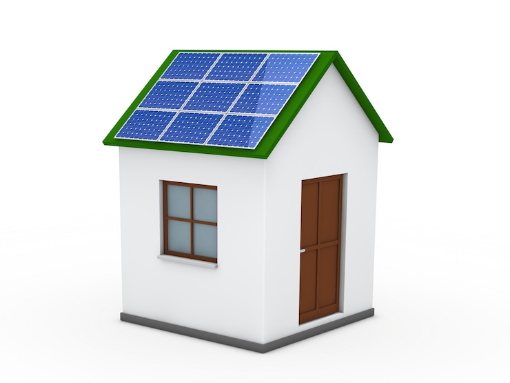 Foto gratuito casa con un pannello solare sul tetto