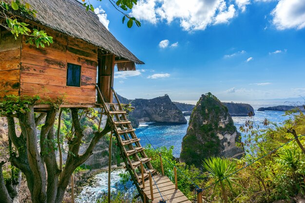 Casa sull'albero e Diamond Beach nell'isola di Nusa Penida, Bali in Indonesia