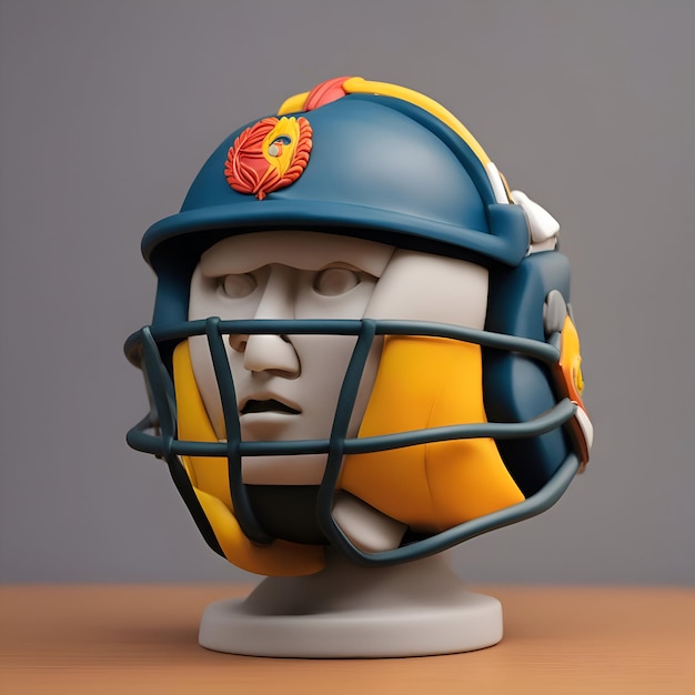 Casco da football americano sul tavolo illustrazione 3d Sfondo isolato