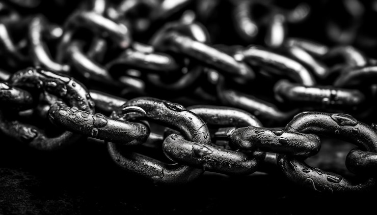 Foto gratuito catene d'acciaio interbloccate creano una forte connessione generata dall'intelligenza artificiale