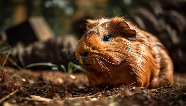 Cavia soffice seduta sull'erba verde generata dall'intelligenza artificiale