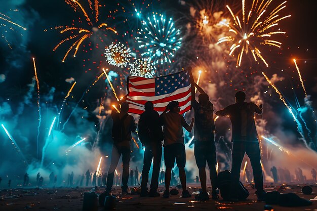 Celebrazione del giorno dell'indipendenza degli Stati Uniti con la bandiera