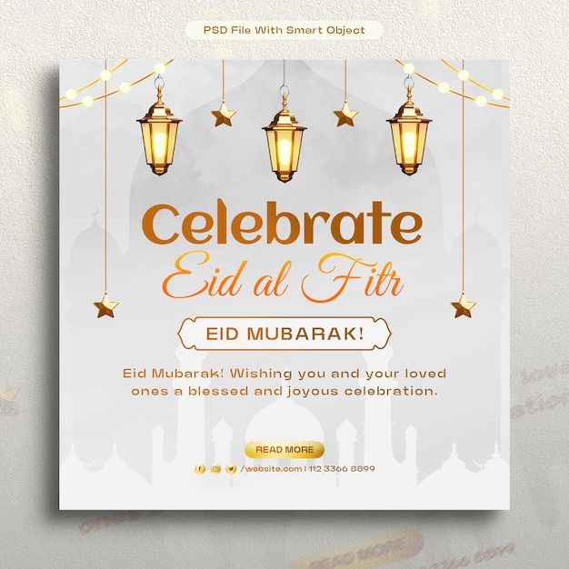 Celebrazione dell'Eid Al Fitr Modello di progettazione di post sui social media