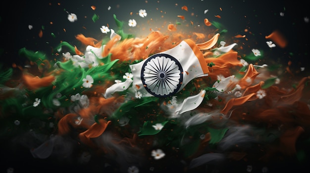 Celebrazione della Giornata della Repubblica dell'India arte digitale con bandiera