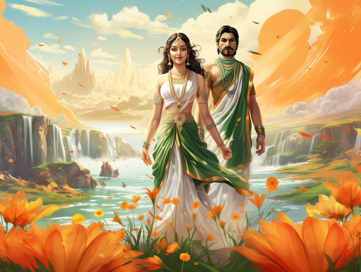 Celebrazione della Giornata della Repubblica dell'India arte digitale con coppia