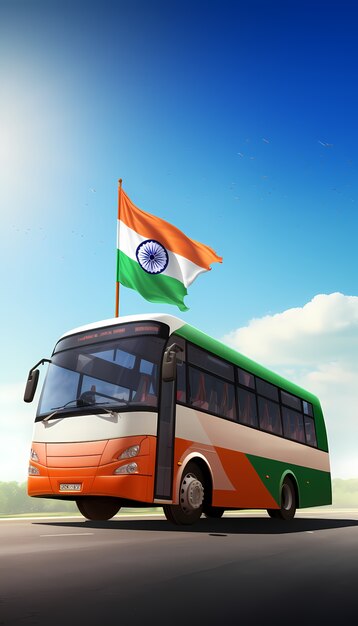 Celebrazione della Giornata della Repubblica dell'India con un autobus 3D