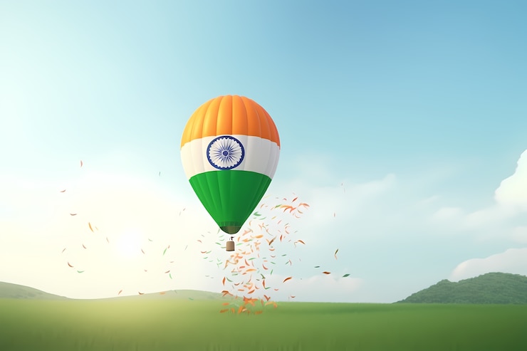 Foto gratuito celebrazione della giornata della repubblica dell'india con una mongolfiera 3d