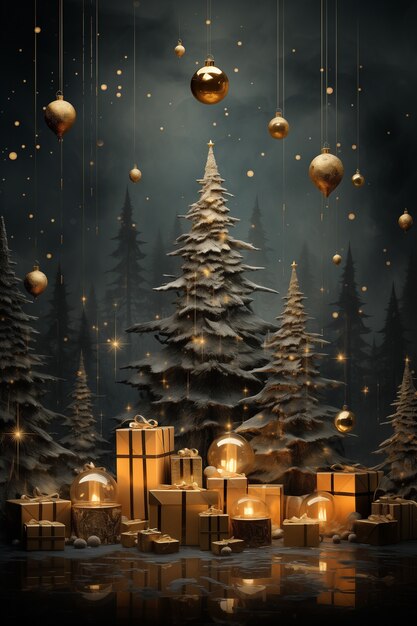Celebrazione di Natale con albero decorato