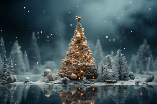 Celebrazione di Natale con albero decorato