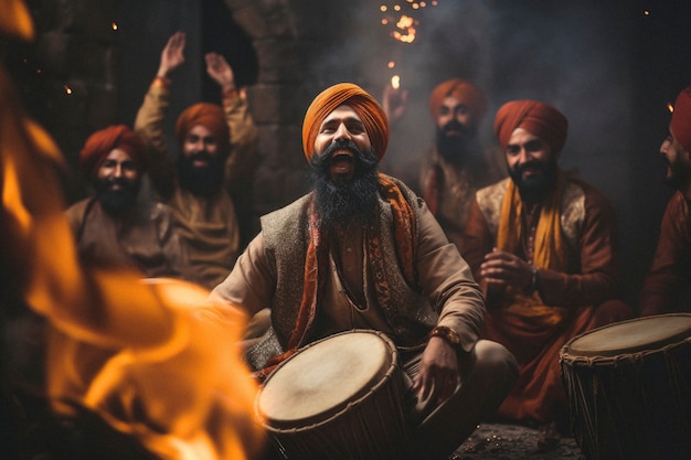 Celebrazione fotorealista del festival lohri con la gente