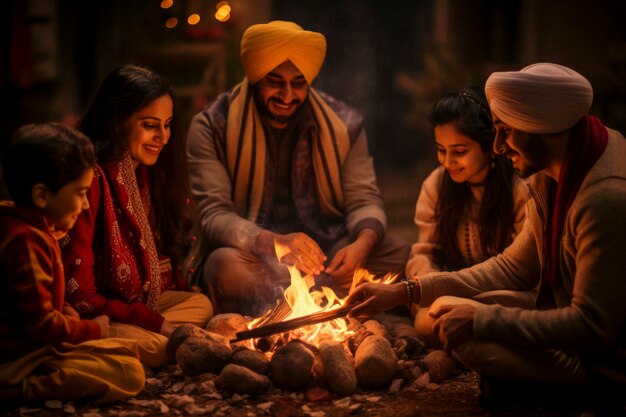 Celebrazione fotorealista del festival lohri con la gente