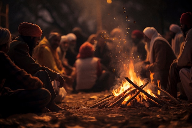 Celebrazione fotorealista del festival lohri con la gente