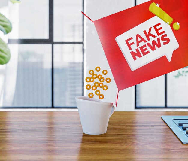 Cereali con fake news che versano in tazza