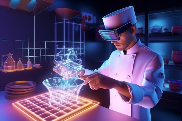 Chef che utilizza la tecnologia AR nella sua professione