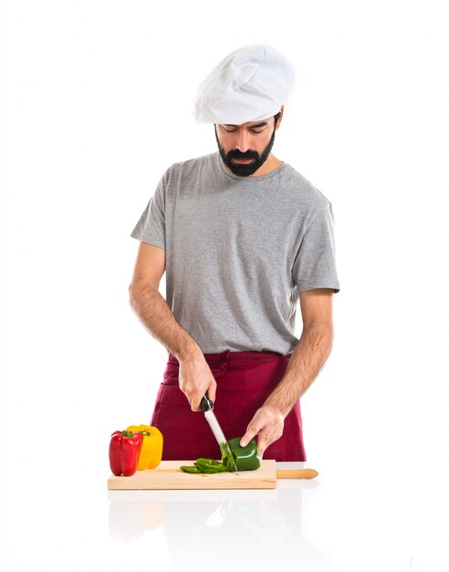 Chef tagliare pepe verde