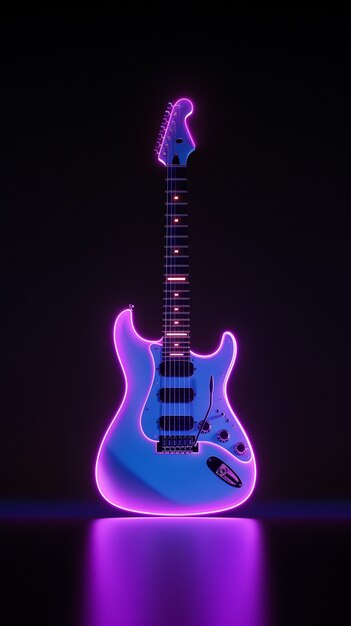 Chitarra elettrica con luce al neon