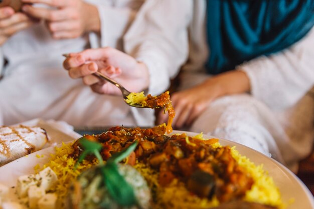 Chiuda in su di cibo arabo