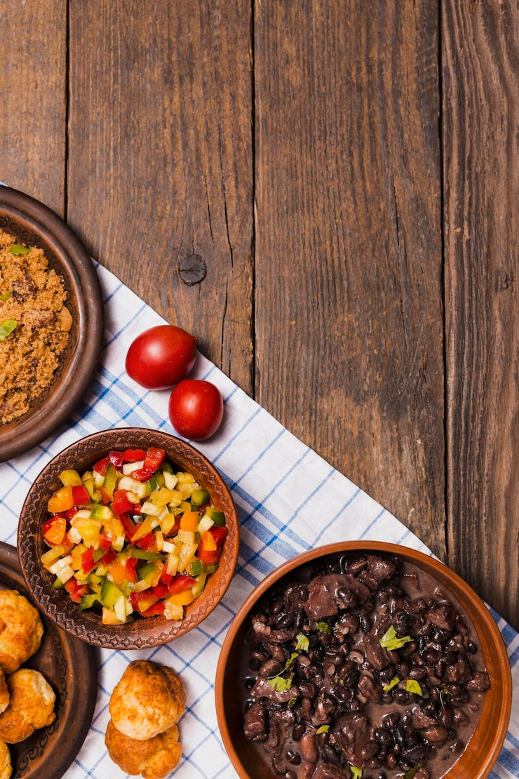 Foto gratuito cibo brasiliano con copia spazio