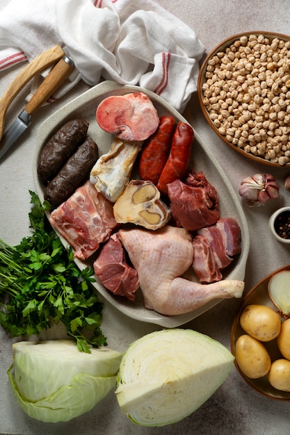 Cibo delizioso vista dall'alto sul tavolo