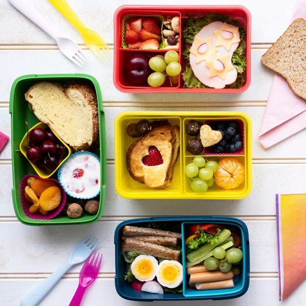Cibo per bambini, design lunchbox con snack salutari