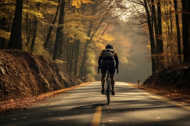 Ciclista in bicicletta nella natura