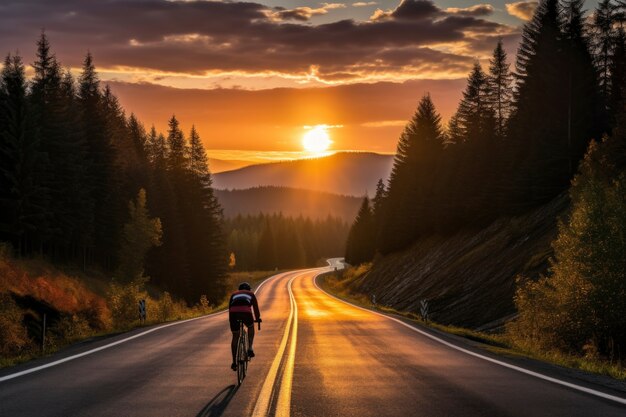 Ciclista in bicicletta nella natura