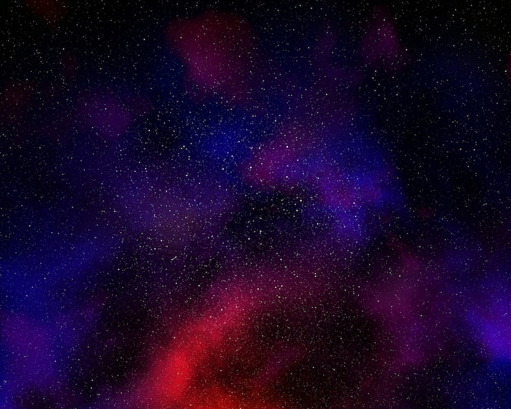 Foto gratuito cielo notturno colorato con nebulosa e campo di stella